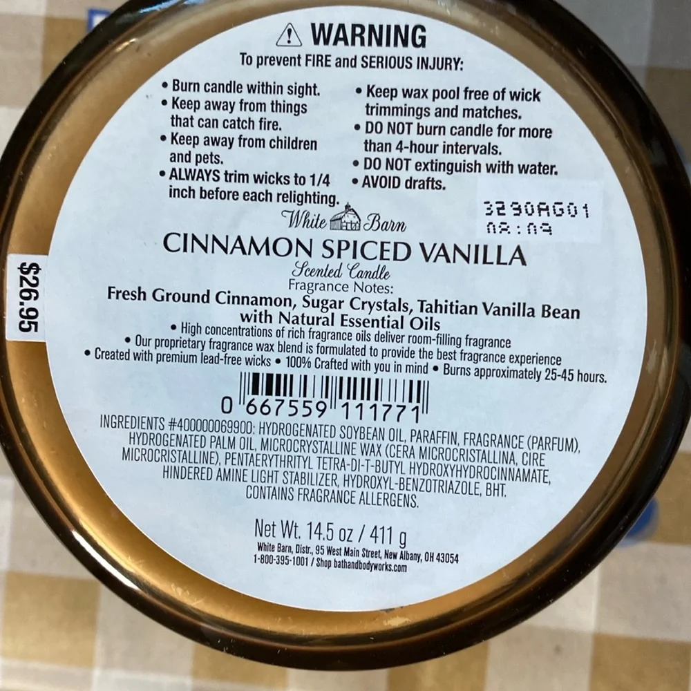 Bath & Body Works Cinnamon Spiced Vanilla 3 Wick Candle